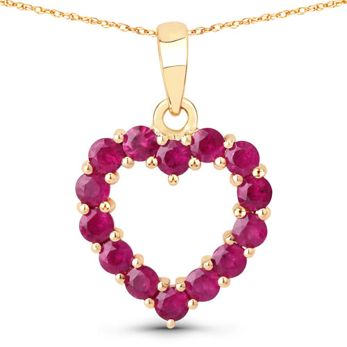 0.43 ct. tw. Genuine Ruby Heart Shape Pendant in 10K Yellow Gold