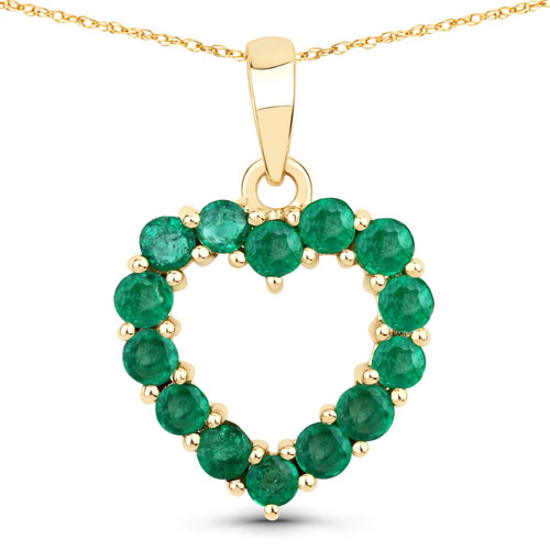 Emerald-0.48 Carat Genuine Zambian Emerald 10K Yellow Gold  Pendant
