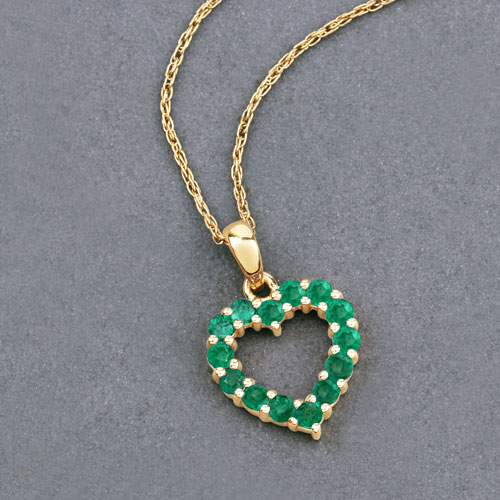 0.48 Carat Genuine Zambian Emerald 10K Yellow Gold  Pendant