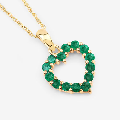 0.48 Carat Genuine Zambian Emerald 10K Yellow Gold  Pendant