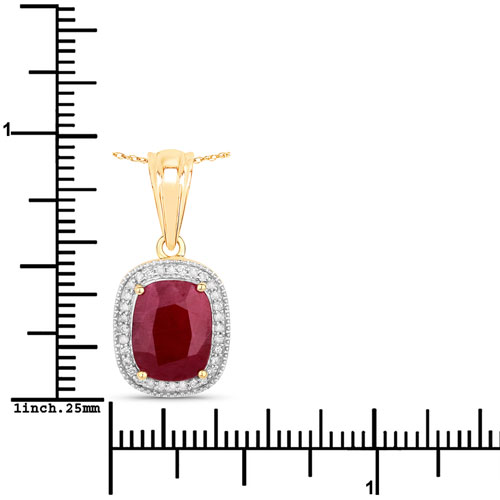 2.97 Carat Genuine Ruby and White Diamond 14K Yellow Gold Pendant