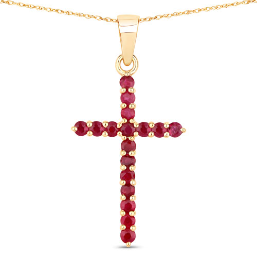 Ruby-0.60 Carat Genuine Mozambique Ruby 14K Yellow Gold Pendant