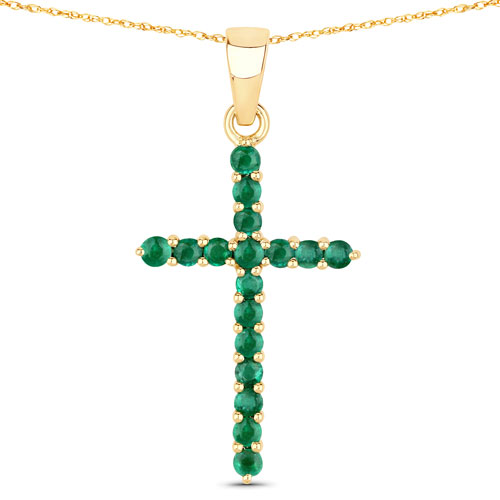 Emerald-0.48 Carat Genuine Zambian Emerald 14K Yellow Gold Pendant