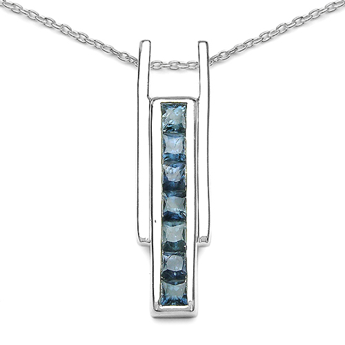 Sapphire-1.05 Carat Genuine Blue Sapphire Sterling Silver Pendant