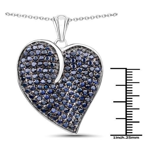 5.01 Carat Genuine Blue Sapphire .925 Sterling Silver Pendant