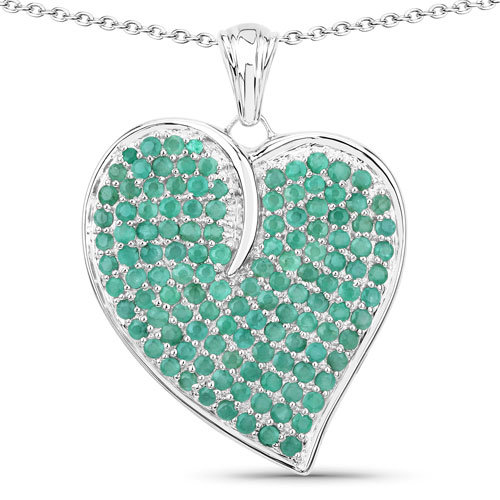 3.74 Carat Genuine Emerald .925 Sterling Silver Pendant