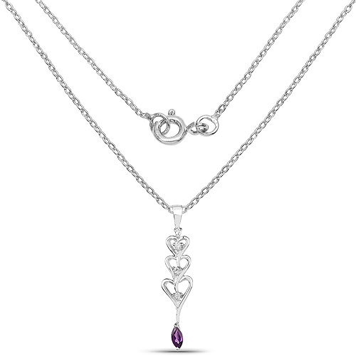 0.32 Carat Genuine Amethyst and White Topaz .925 Sterling Silver Pendant