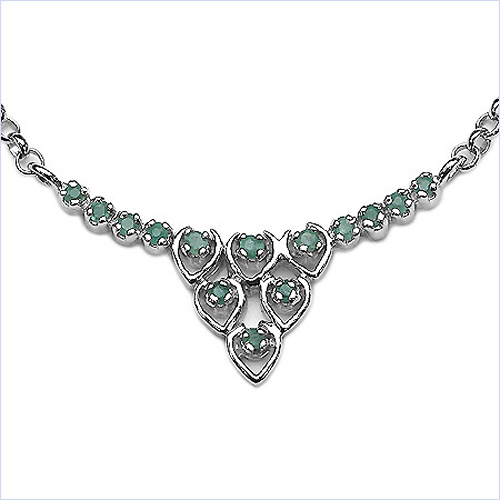 Emerald-0.39 Carat Genuine Emerald .925 Sterling Silver Pendant