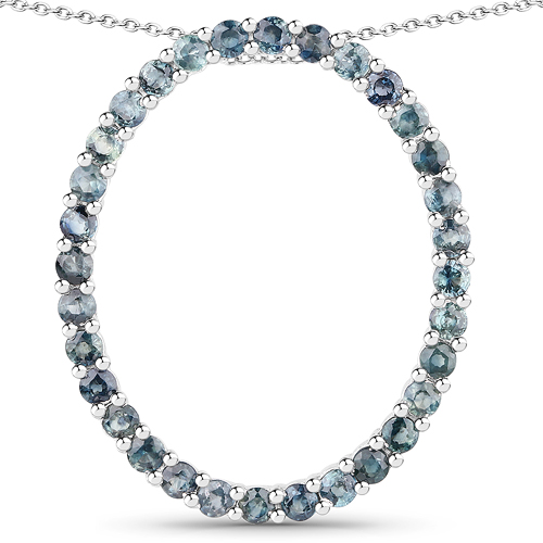 Sapphire-3.20 Carat Genuine Blue Sapphire .925 Sterling Silver Pendant