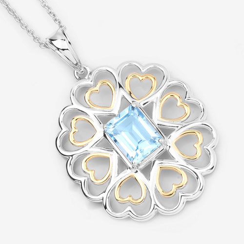 2.60 Carat Genuine Blue Topaz .925 Sterling Silver Pendant