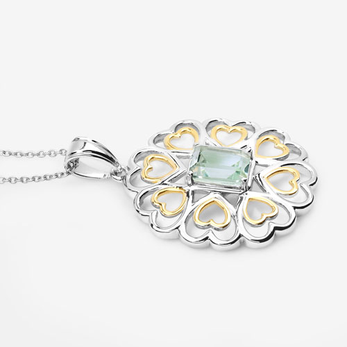2.10 Carat Genuine Green Amethyst .925 Sterling Silver Pendant