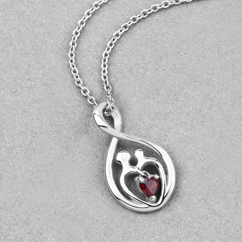 0.14 Carat Genuine Garnet .925 Sterling Silver Pendant