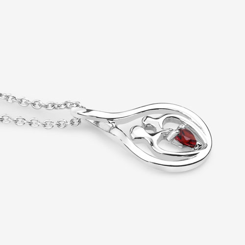0.14 Carat Genuine Garnet .925 Sterling Silver Pendant