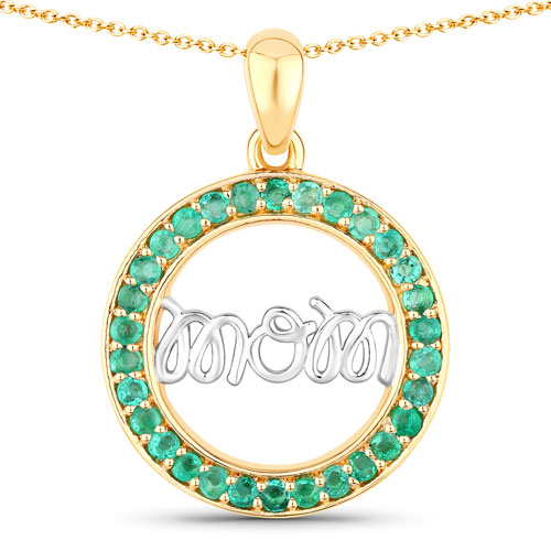 Emerald-0.54 Carat Genuine Emerald .925 Sterling Silver Pendant
