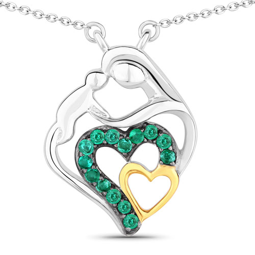 Emerald-0.24 Carat Genuine Emerald .925 Sterling Silver Pendant