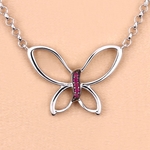 0.10 Carat Genuine Ruby .925 Sterling Silver Pendant