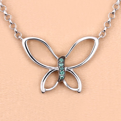 0.08 Carat Genuine Zambian Emerald .925 Sterling Silver Pendant