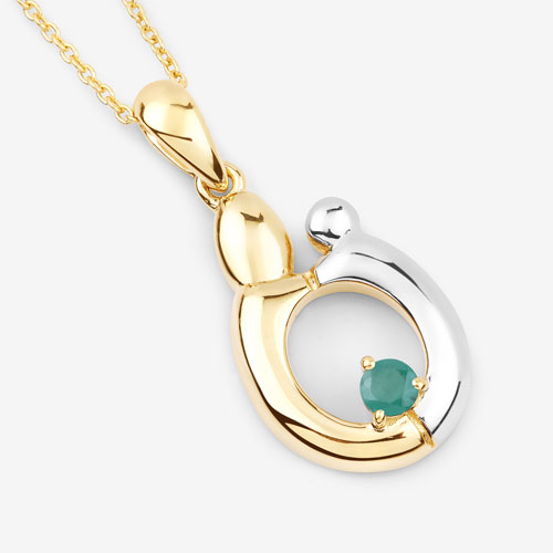 0.17 Carat Genuine Emerald .925 Sterling Silver Pendant