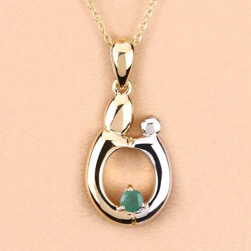 0.17 Carat Genuine Emerald .925 Sterling Silver Pendant