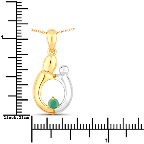 0.17 Carat Genuine Emerald .925 Sterling Silver Pendant