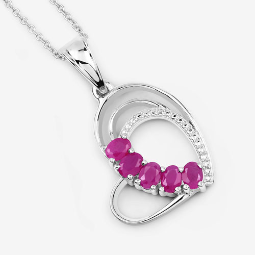 1.10 Carat Genuine Ruby .925 Sterling Silver Pendant