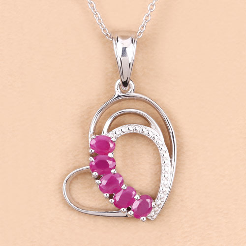 1.10 Carat Genuine Ruby .925 Sterling Silver Pendant