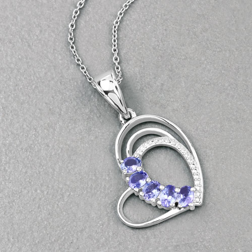 0.85 Carat Genuine Tanzanite .925 Sterling Silver Pendant