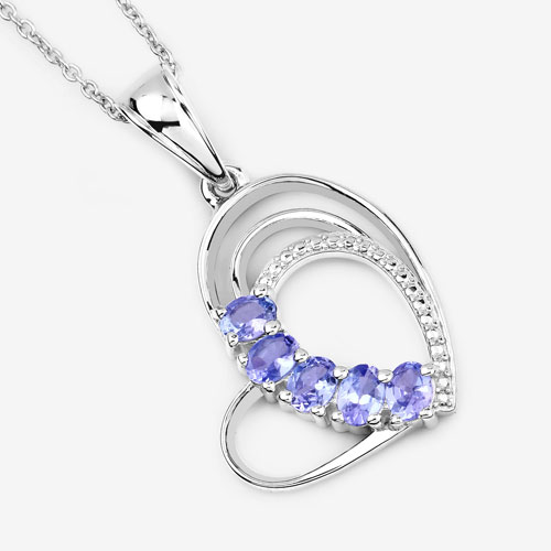 0.85 Carat Genuine Tanzanite .925 Sterling Silver Pendant