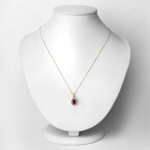 1.60 Carat Genuine Ruby and White Diamond 10K Yellow Gold Pendant