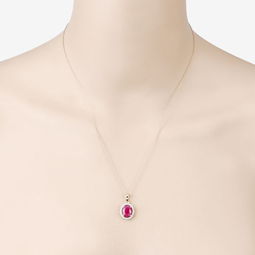 2.51 Carat Genuine Ruby and White Diamond 10K Yellow Gold Pendant