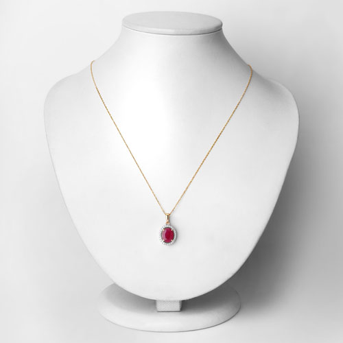 2.51 Carat Genuine Ruby and White Diamond 10K Yellow Gold Pendant