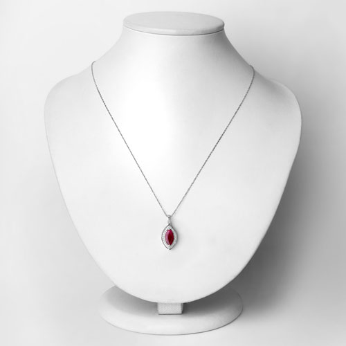 1.52 Carat Genuine Ruby and White Diamond 10K White Gold Pendant