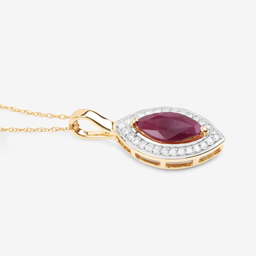 1.52 Carat Genuine Ruby and White Diamond 10K Yellow Gold Pendant