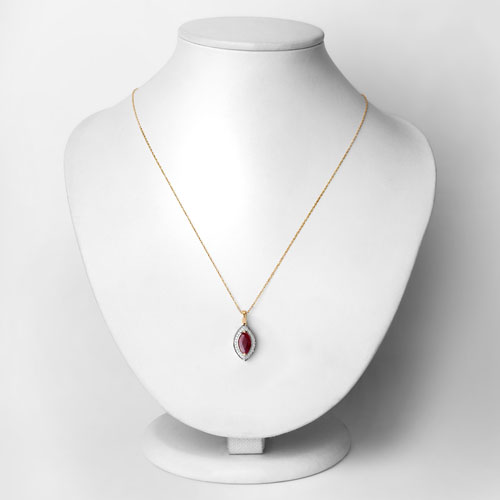 1.52 Carat Genuine Ruby and White Diamond 10K Yellow Gold Pendant