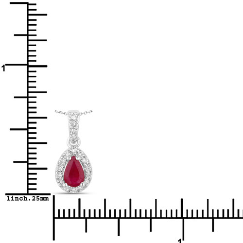 0.59 Carat Genuine Mozambique Ruby and Lab Grown Diamond .925 Sterling Silver Pendant