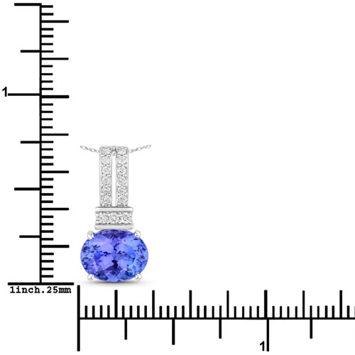 2.66 Carat Genuine Tanzanite and White Diamond 14K White Gold Pendant