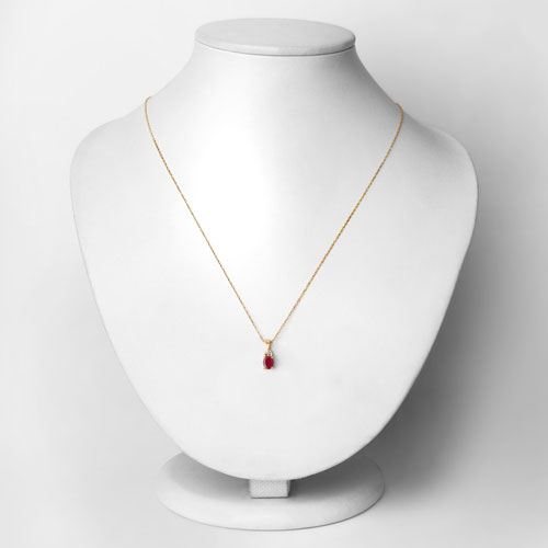 0.31 Carat Genuine Ruby and White Diamond 14K Yellow Gold Pendant