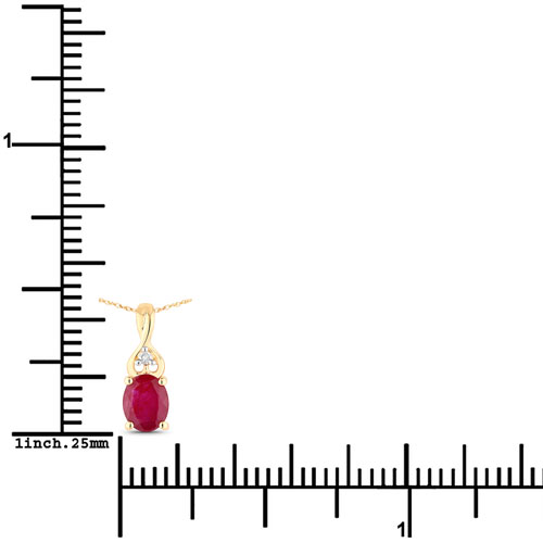 0.31 Carat Genuine Ruby and White Diamond 14K Yellow Gold Pendant