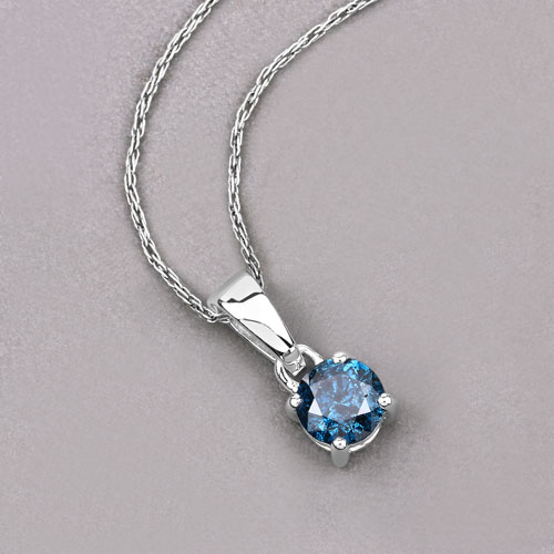 0.54 Carat Genuine Blue Diamond 14K White Gold Pendant