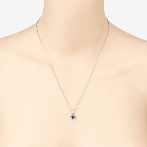 0.54 Carat Genuine Blue Diamond 14K White Gold Pendant