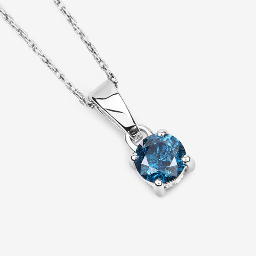 0.54 Carat Genuine Blue Diamond 14K White Gold Pendant