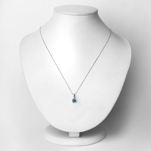 0.54 Carat Genuine Blue Diamond 14K White Gold Pendant