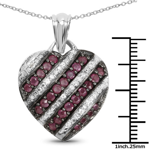 1.56 Carat Genuine Ruby and White Topaz .925 Sterling Silver Pendant