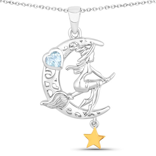 Pendants-0.35 Carat Genuine Blue Topaz .925 Sterling Silver Pendant