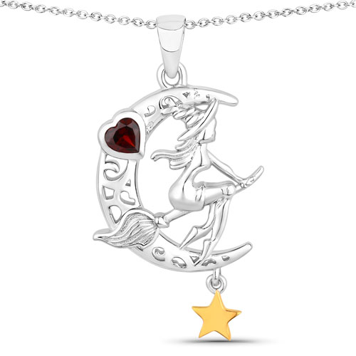 Garnet-0.32 Carat Genuine Garnet .925 Sterling Silver Pendant