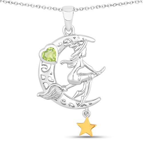 Peridot-0.25 Carat Genuine Peridot .925 Sterling Silver Pendant