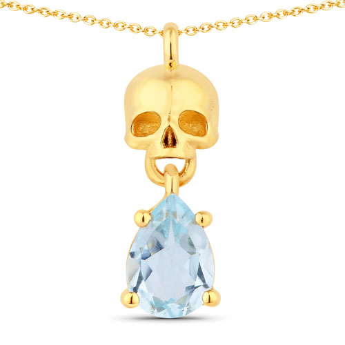 Pendants-0.85 Carat Genuine Blue Topaz .925 Sterling Silver Pendant