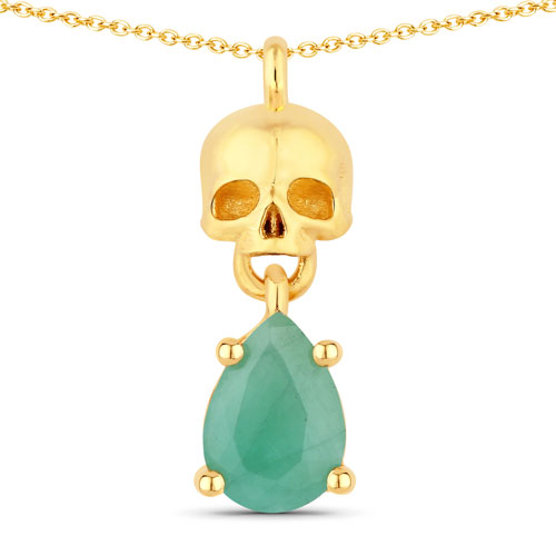 Emerald-0.62 Carat Genuine Emerald .925 Sterling Silver Pendant