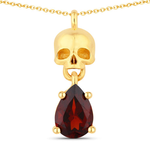 Garnet-0.79 Carat Genuine Garnet .925 Sterling Silver Pendant