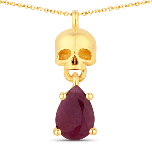 Ruby-0.85 Carat Genuine Ruby .925 Sterling Silver Pendant